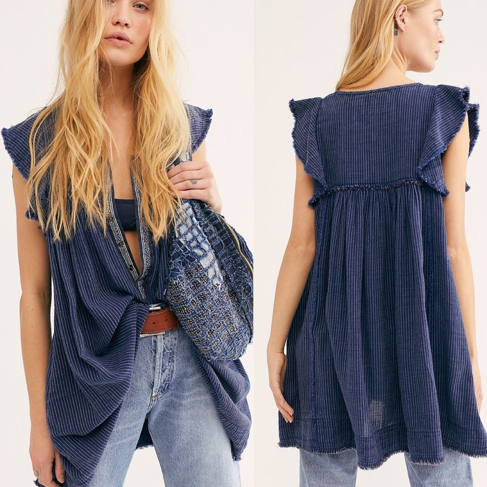 NEW Free People Blue Ridge Indigo Tunic L